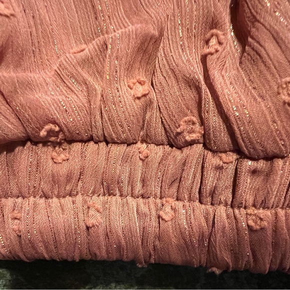 🤎❤️👚BY THE RIVER Anthropologie Rusty Rose Metallic Blouse Shirt Top NWT - Picture 3 of 12